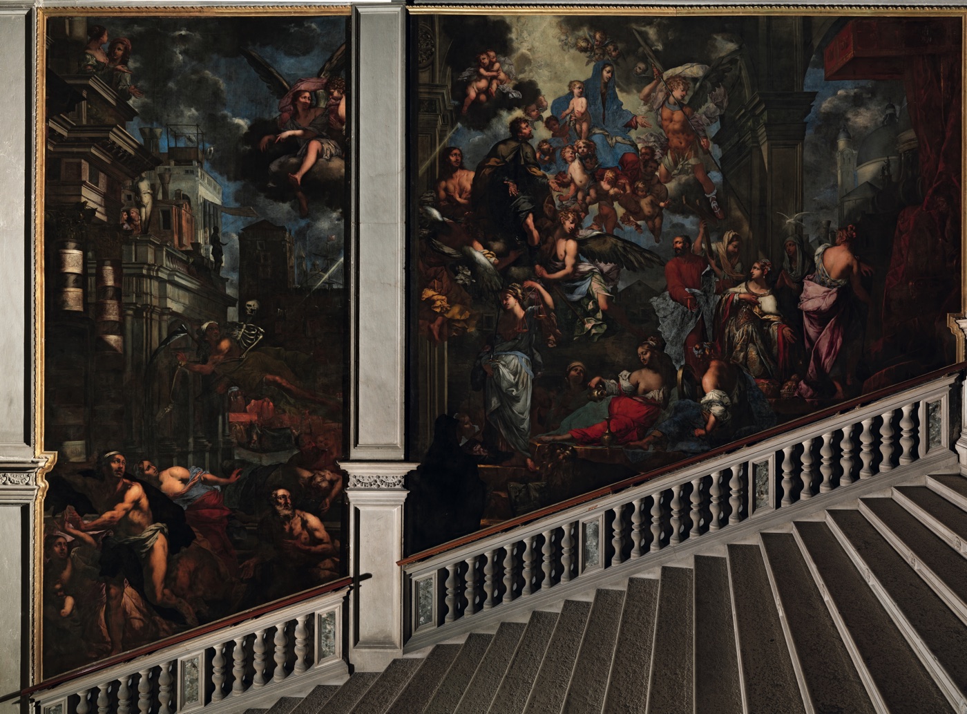 Pietro Negri, The Madonna Saving Venice from the Plague, oil on canvas (335×555 cm e 635×705 cm), 1673